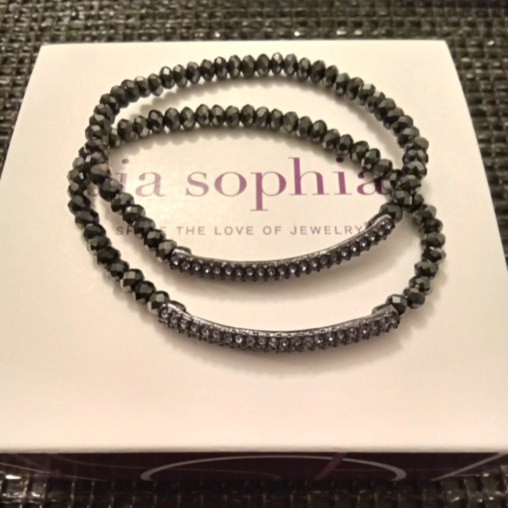 Lia Sophia Crystal Beads Stretch Bracelet Set